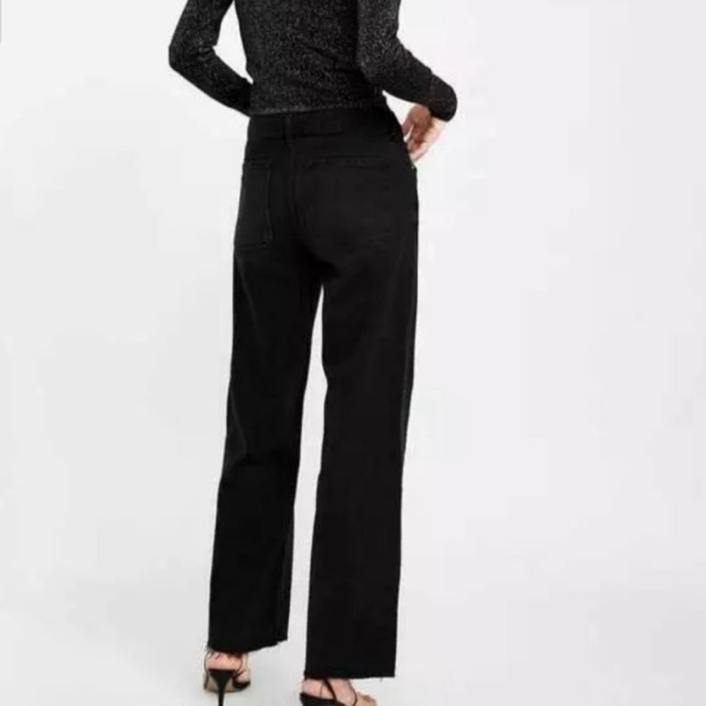 Zara Woman Premium Denim The City Worker Jeans Sz10, zip, raw hem, wide leg